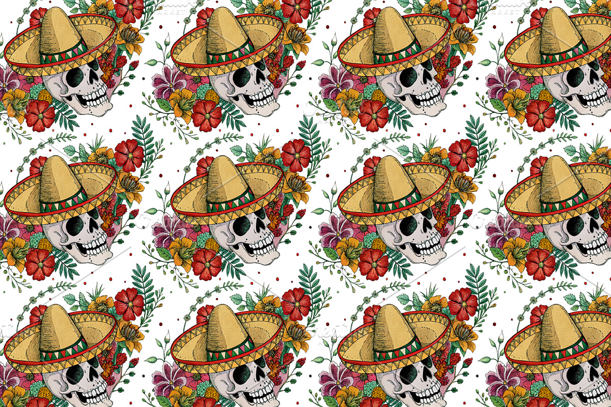 Seamless Pattern Day of the Dead, a Pattern Graphic by Designs by Helen Trupak (Photo 8 of 12)