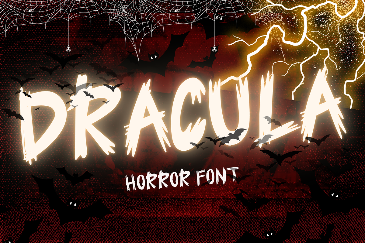 Dracula is a cool Halloween font, a Sans Serif Font by Brown Cupple (Photo 1 of 7)