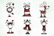 Whimsical Christmas Reindeer Clipart, an Illustration by Creative Art (Thumbnail 2 of 13)