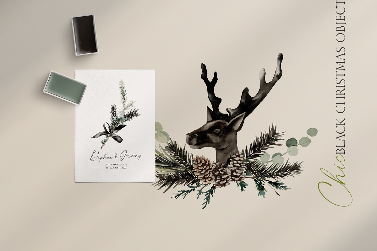 Watercolor clipart - Black Christmas, an Object Illustration by Beigetime (Photo 2 of 9)