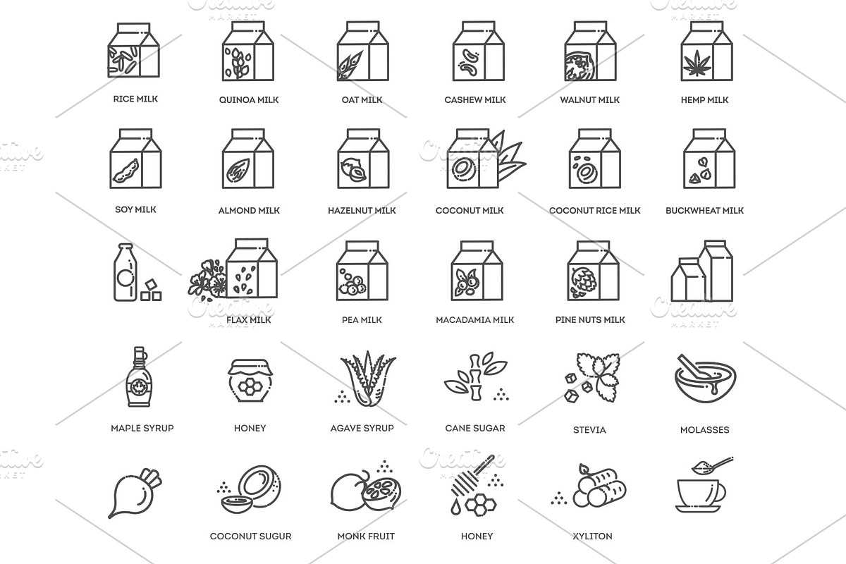 Vegan Milk and Alternative Sugar, a Food Illustration by Tettygreen (Photo 1 of 3)