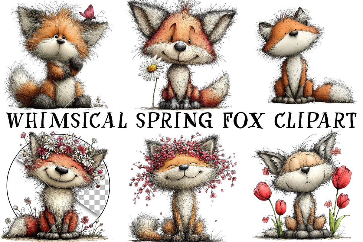 Whimsical Spring Fox Clipart, an Illustration by OK Design (Photo 2 of 6)
