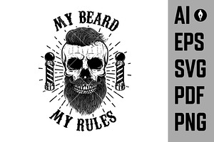 Hipster Skull With Mustache SVG