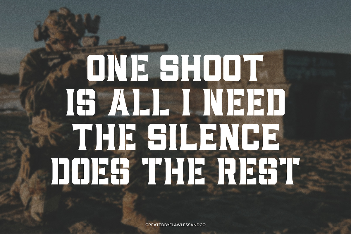 Gunsman - Millitary Display Serif Fo, a Font by Flawless And Co (Photo 3 of 10)