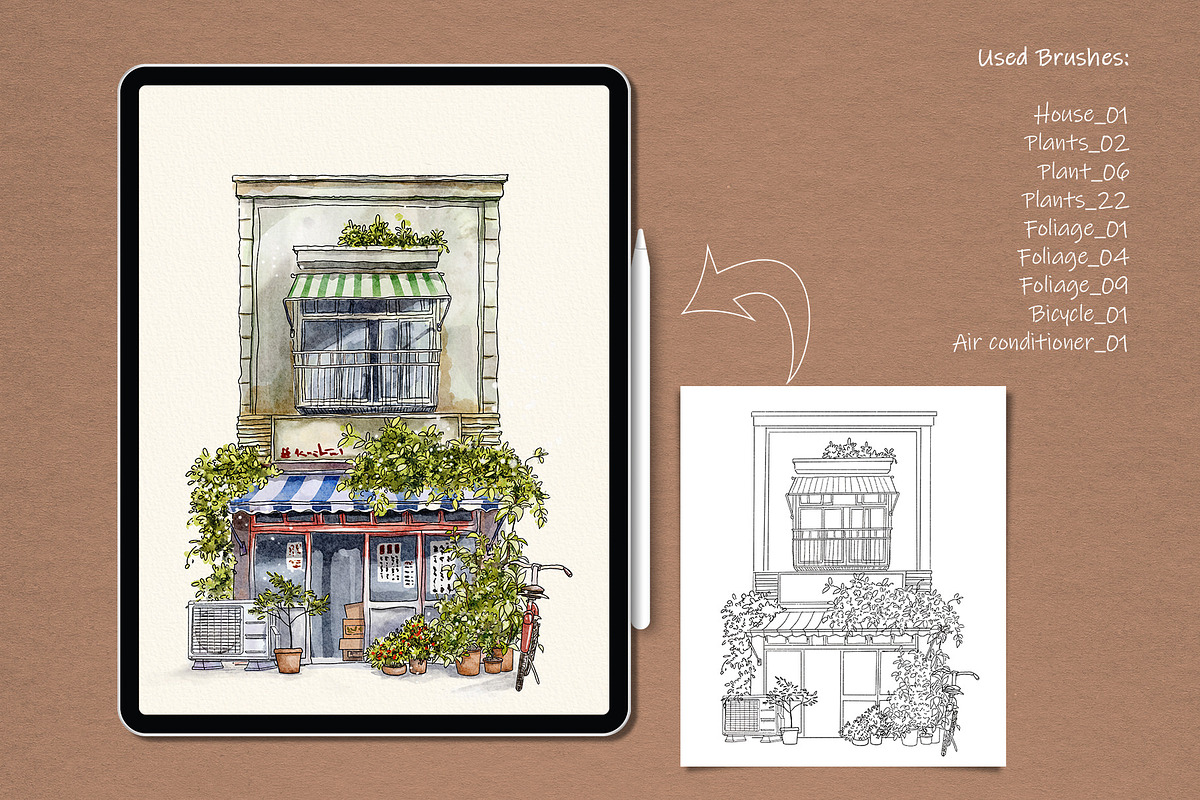 Photoshop Sketch Japanese Houses, a Brush Add-On by MISTstudioDesign (Photo 6 of 10)