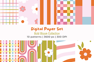 Bold Bloom – 10 Digital Papers, a Pattern Graphic by crea.tivity