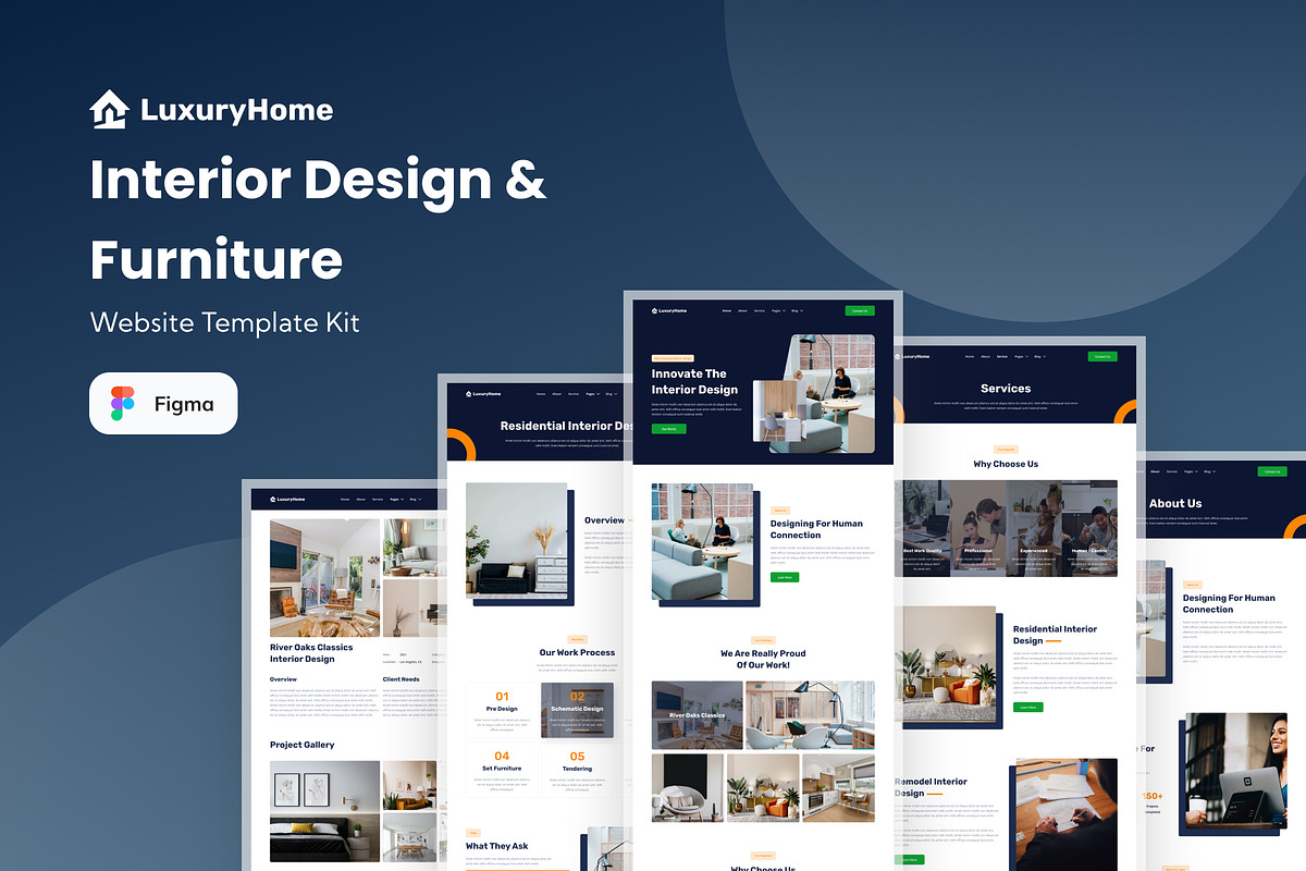 Design Interior Website Template, an UI Kit Template by Kreativ Space