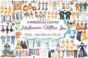 Halloween Clothes Line Clipart Bundl, an Illustration by designcity5 (Thumbnail 1 of 5)