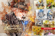 Splatter Watercolor Photoshop Action, an Action Add-On by GorynArt (Thumbnail 1 of 20)