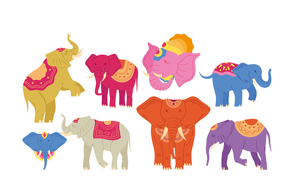 Indian Elephants Illustration Set preview 2