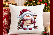 Merry Christmas Snowman Greeting, a Seasonal Illustration by Printable Design Store (Thumbnail 3 of 5)