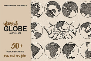 World globe sketch. Earth in hands