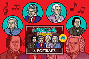 Musical Figures (Famous Composers), an Illustration by Vectory by BSC (Thumbnail 1 of 3)