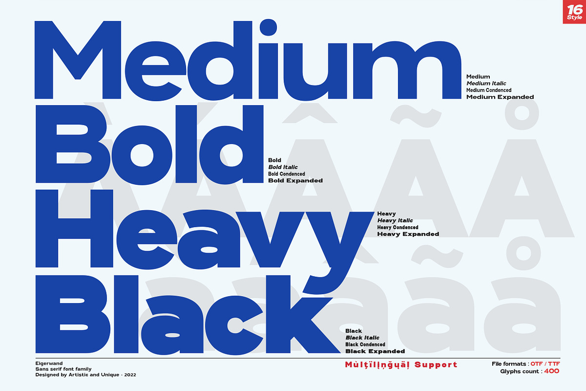 Eigerwand sans serif font family, a Sans Serif Font by Artistic & Unique (Photo 2 of 14)