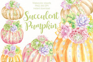 Pumpkins And Succulents Cliparts