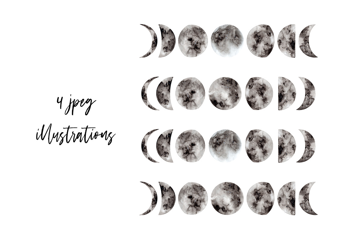 Watercolor Moon Phases, a Decorative Illustration by Slastick (Photo 3 of 5)