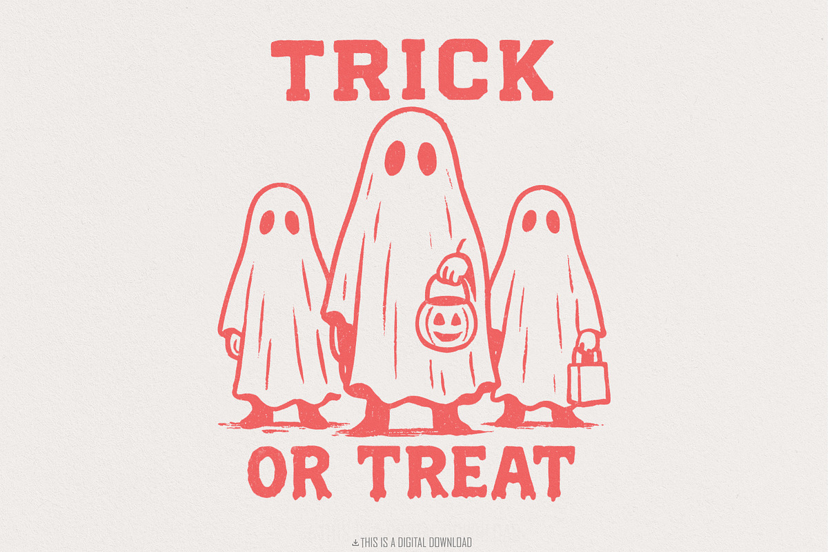 Trick Or Treat Retro Ghost PNG, an Illustration by SharpMarketplace (Photo 1 of 9)