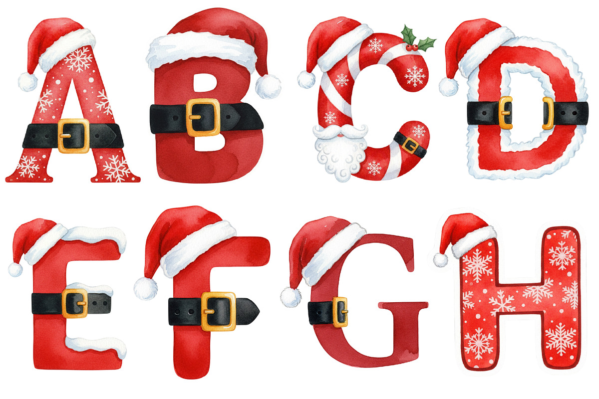 Winter Christmas Santa Alphabet PNG, an Illustration by SinaCreation (Photo 2 of 7)
