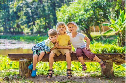 Children rest during a hike in the, a Nature Photo by Elizaveta Galitskaya