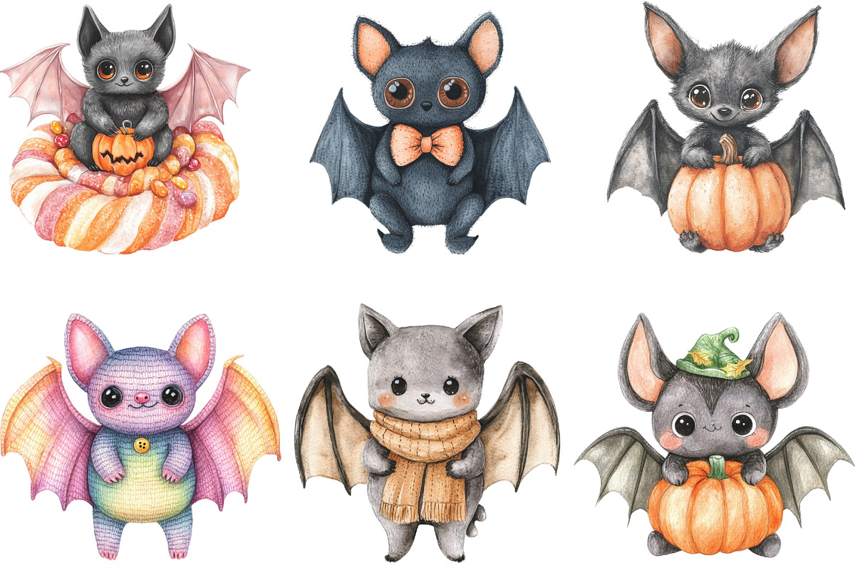 Cute Halloween Bat Crochet Patterns, an Illustration by CraftArtStudio (Photo 2 of 6)