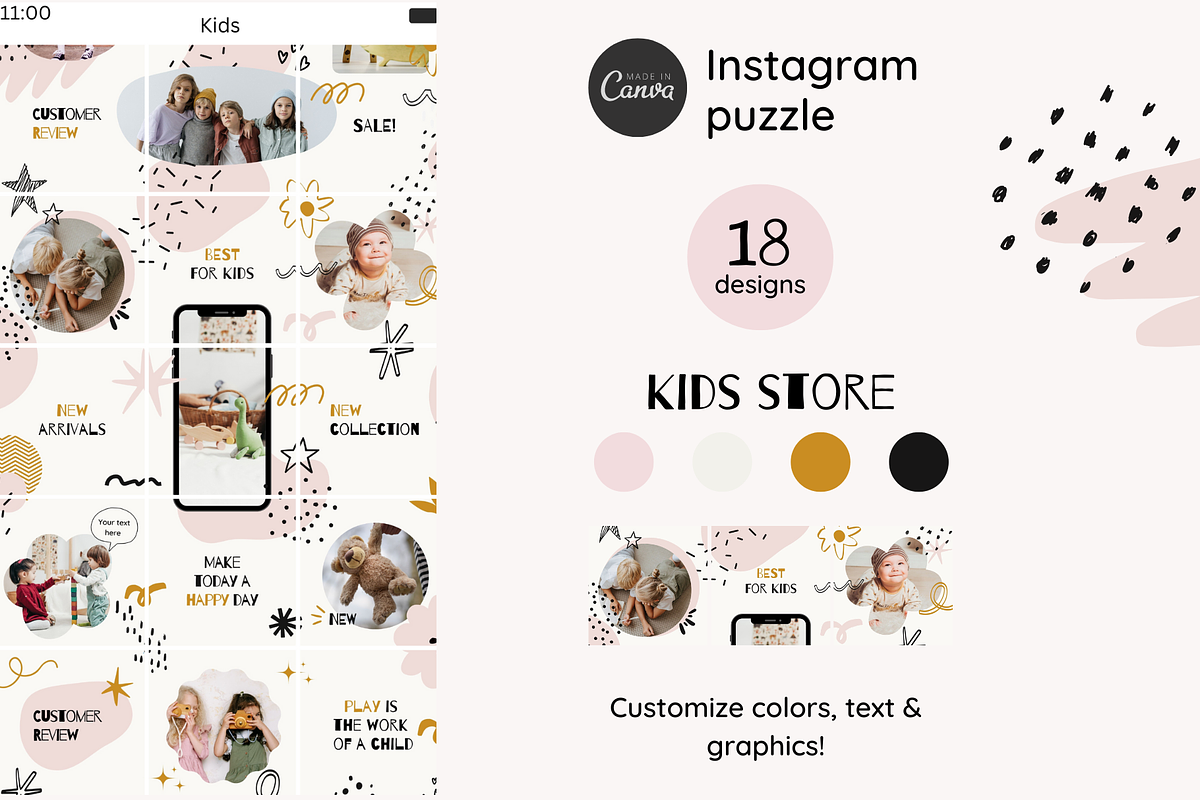 Kids Instagram Puzzle Template Canva, a Social Media Template by Yaaas Design (Photo 3 of 8)