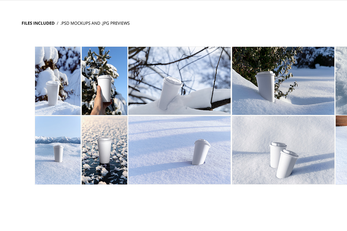 Winter Paper Cup Mockup Set v.5, a Cups & Container Mockup by creatsy5 (Photo 2 of 11)