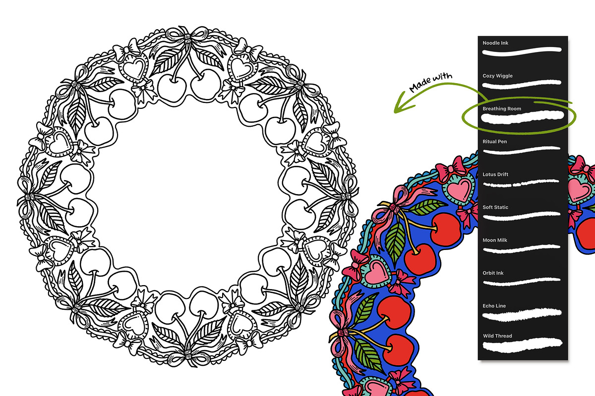 Wandering Mandala Procreate Inkers, a Brush Add-On by Heather Green Designs (Photo 5 of 13)