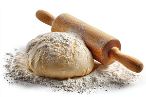 Dough and rolling pin baking bread f, a Photo by Pixeness Studio