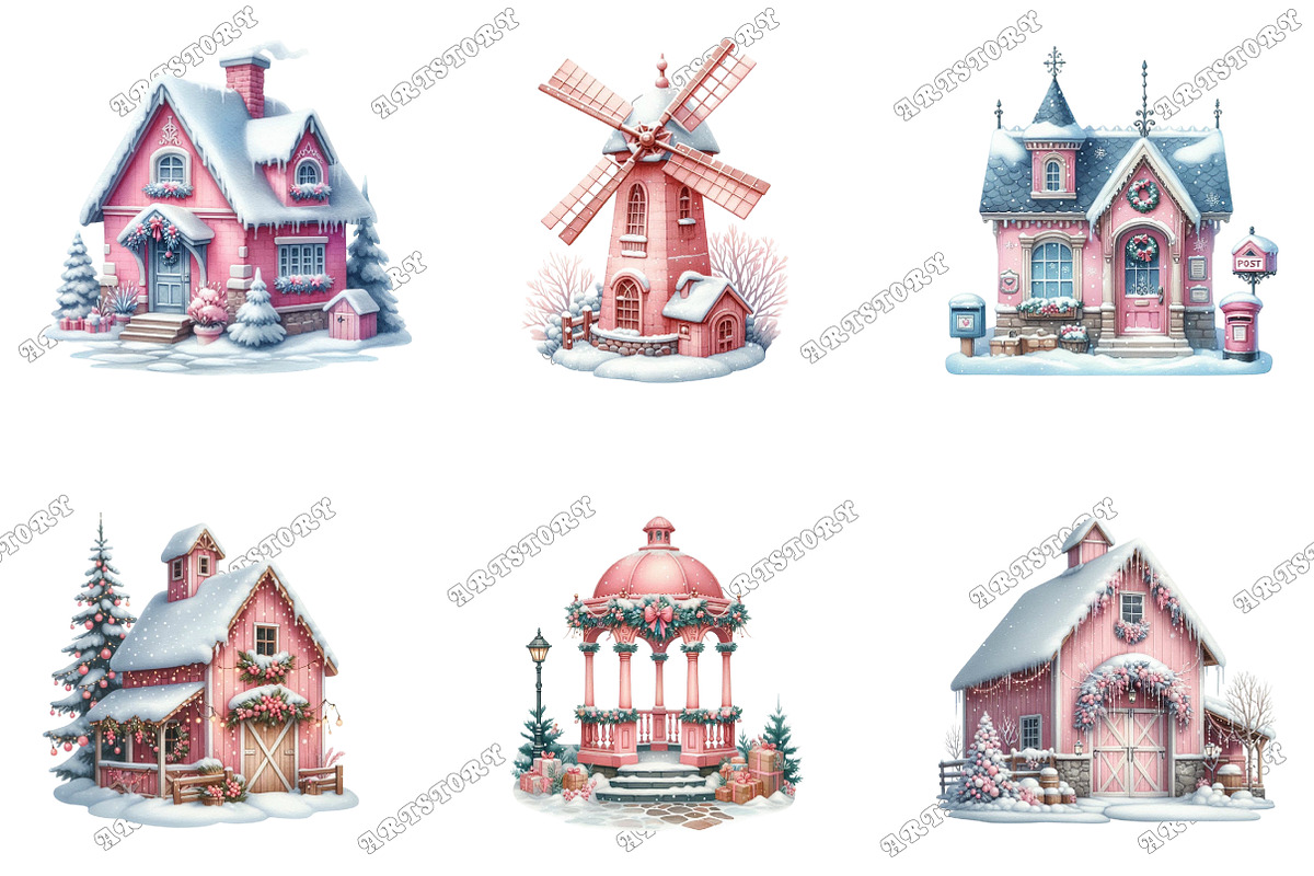 Christmas Village Watercolor Bundle, an Illustration by designcity5 (Photo 2 of 5)