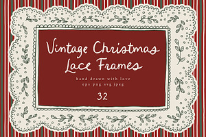 Vintage Christmas lace frames set, an Object Graphic by Cute Atelier