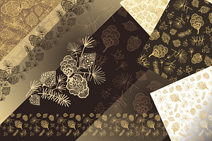 Set with pinecones patterns