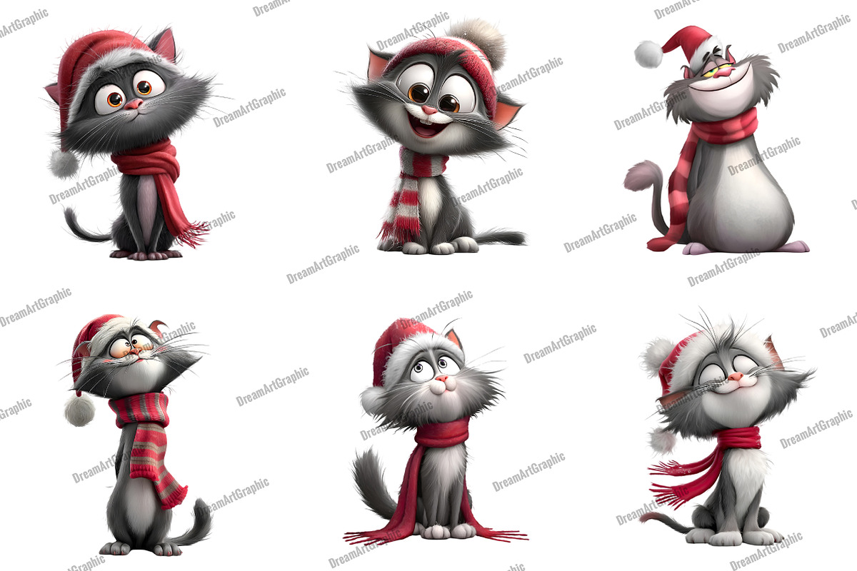 Whimsical Cat, Quirky Christmas, an Illustration by DreamArtGraphic (Photo 3 of 5)