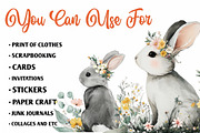 Watercolor Bunnies and Wild Flower, an Illustration by CreationArt (Thumbnail 5 of 10)