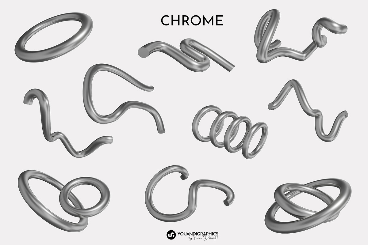 Chrome Y2K Abstract 3D Objects, an Object Graphic by Youandigraphics (Photo 14 of 15)