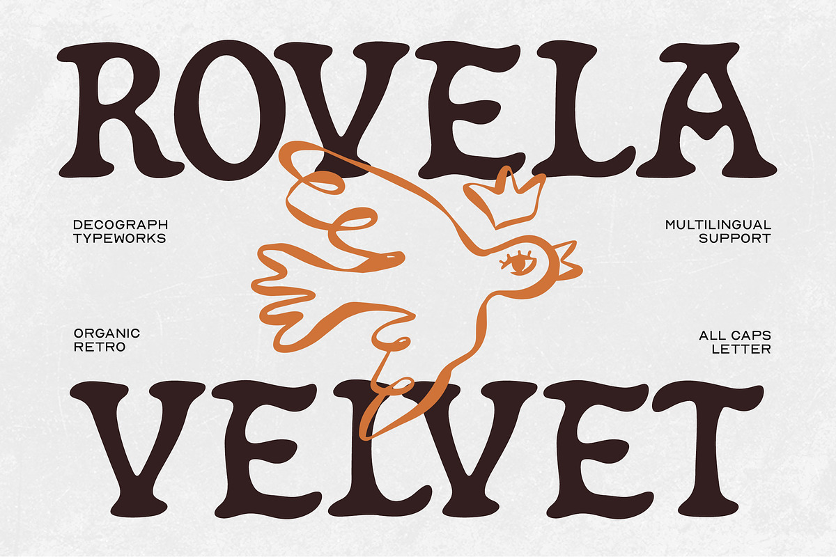ROVELA VELVET – Organic Retro Font, a Serif Font by decographstud (Photo 1 of 6)