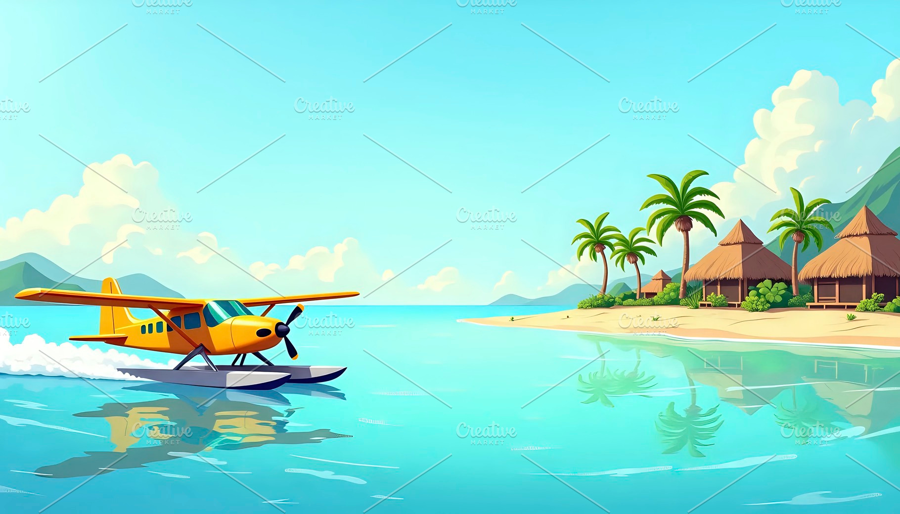 Seaplane Landing On Lagoon Near Isla, a Photo by LOGOCREATIVE