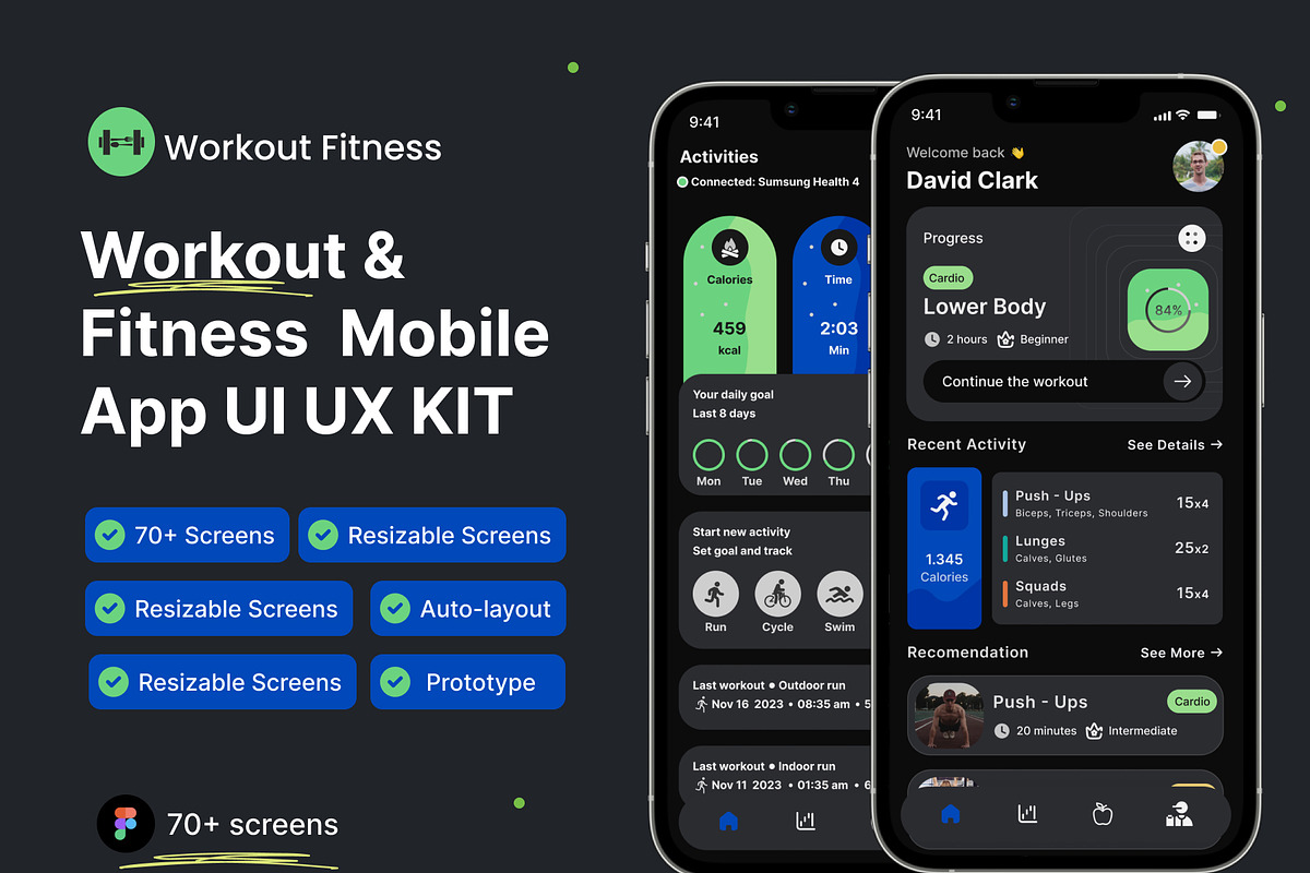 Fitness App | Exercise app | Workout, an UI Kit Template by Muhammad_Ahmad (Photo 1 of 6)