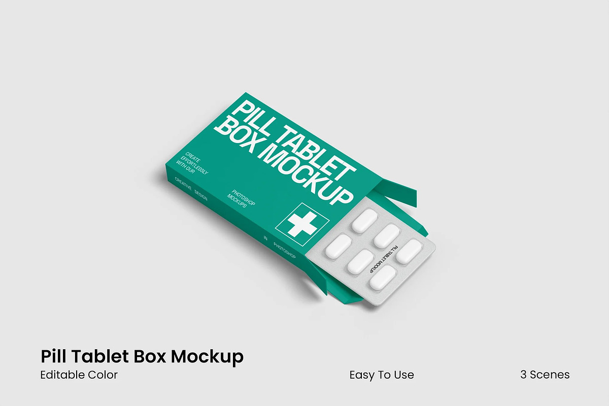 Pill Tablet Box Mockup, a Packaging Mockup by renderstockmarket (Photo 1 of 4)