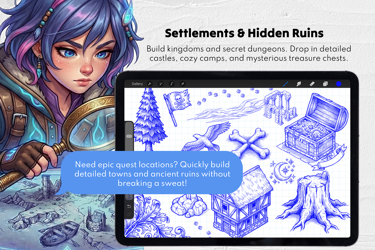 345 Fantasy Map Builder Stamps, a Brush Add-On by Selentaori Studio (Photo 9 of 10)