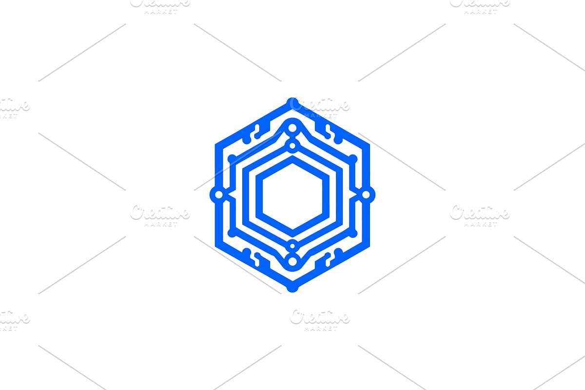 Tech Hexagon Line Art Logo, a Branding & Logo Template by Vectorium Studio (Photo 1 of 9)