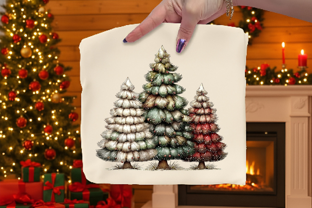 Watercolor Christmas Trees Clipart, an Illustration by Dream Creation (Photo 6 of 7)