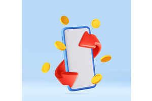 3d smartphone with blank screen and, a Finance Illustration by ModVector