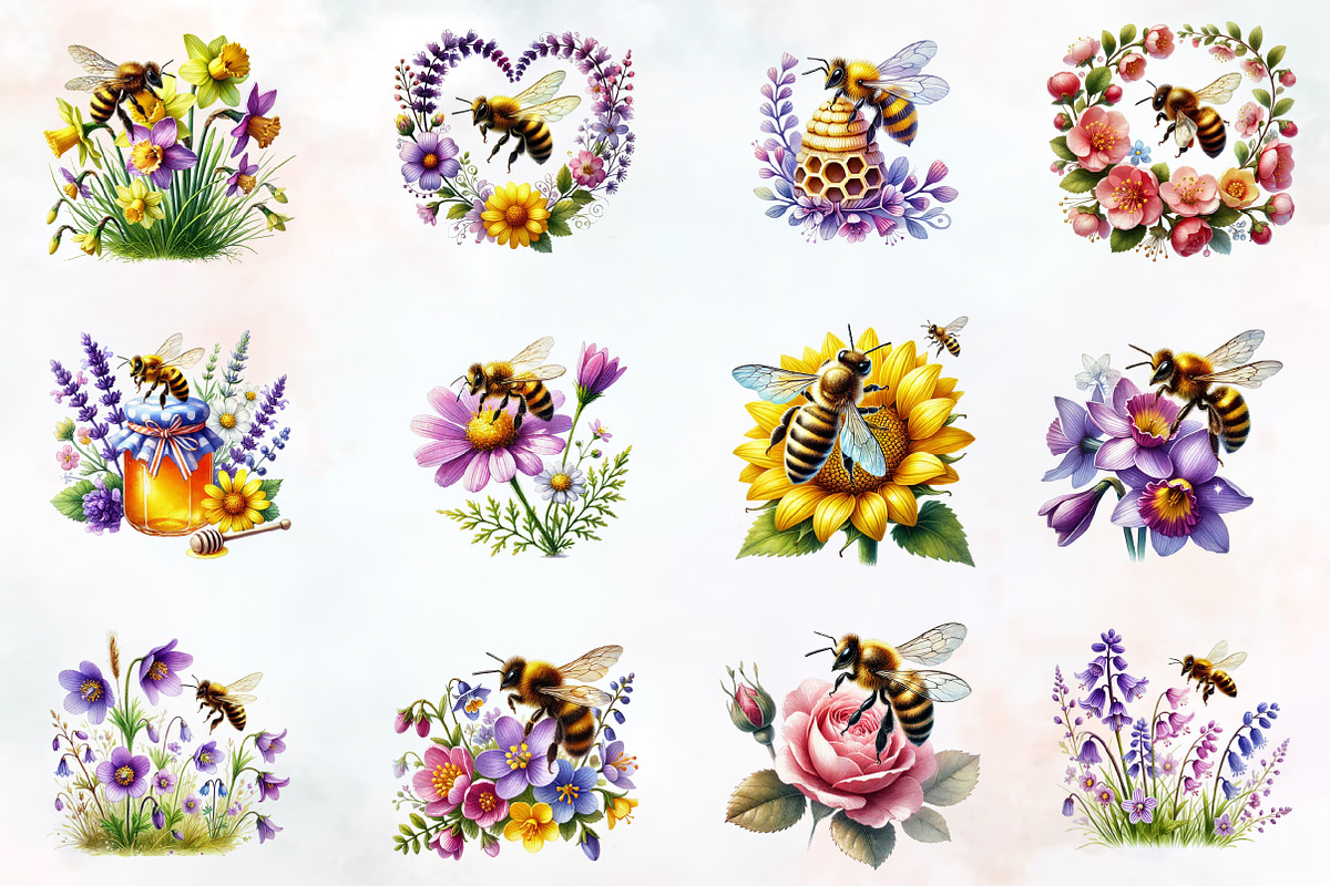 Spring bees clipart, an Illustration by RobertsArt (Photo 3 of 7)