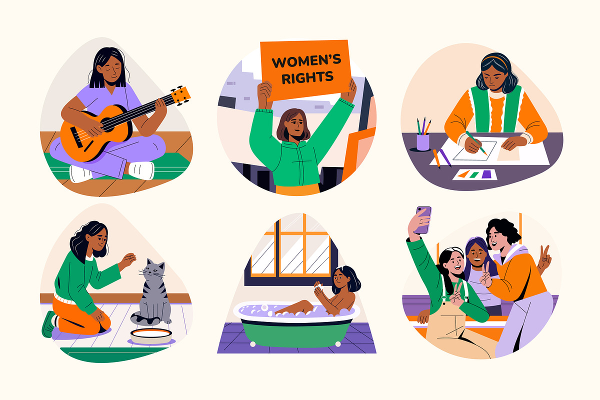 Animated Girl Life Illustration Set, a Person Illustration by Creative Stall (Photo 4 of 5)