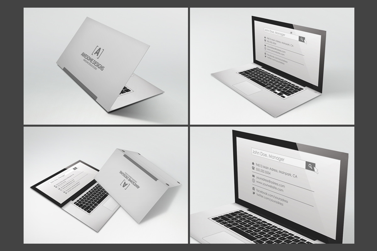 Laptop Folded Business Card Template, a Business Card Template by Graphicdome (Photo 2 of 4)