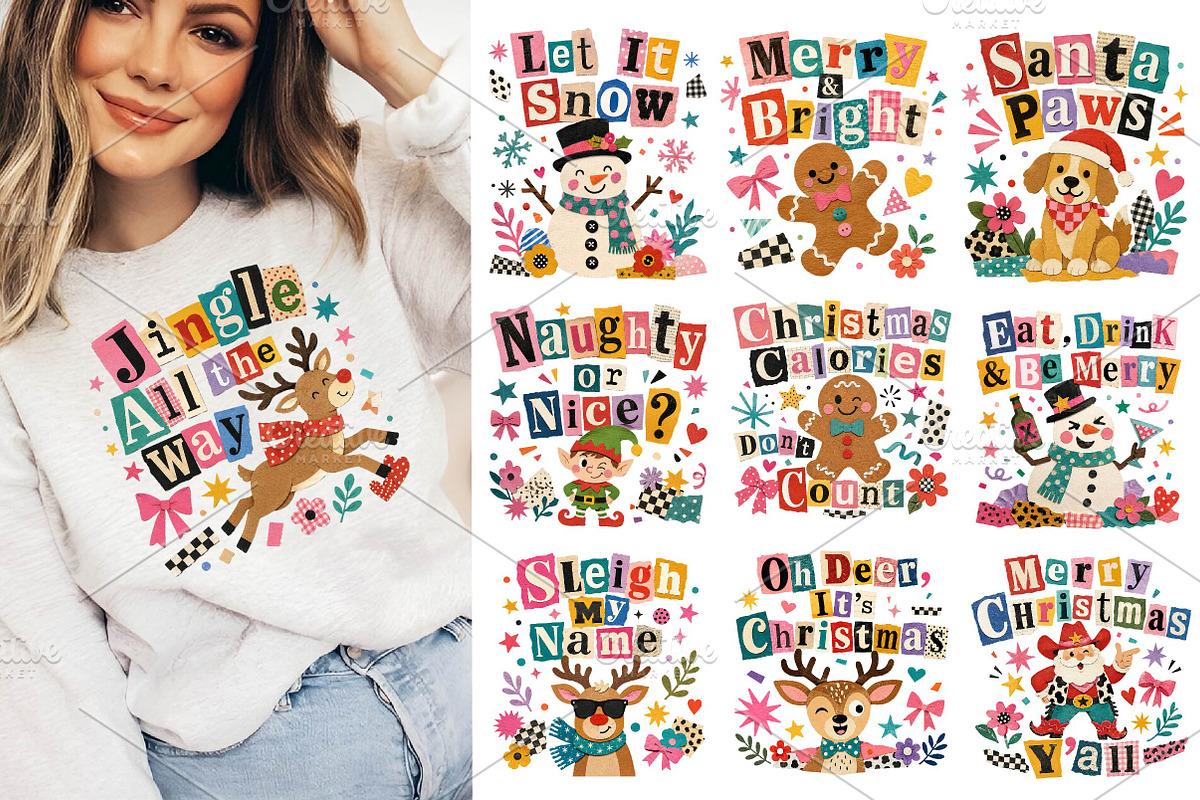 Whimsical Christmas Typography, a Seasonal Illustration by CreationArt (Photo 1 of 3)