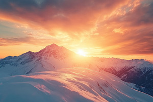 Snowy mountains catch the warm glow, a Photo by Iftikhar Alam