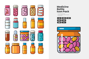 Medicine Bottle Icon Pack, a Duotone Icon by erifqizeicon