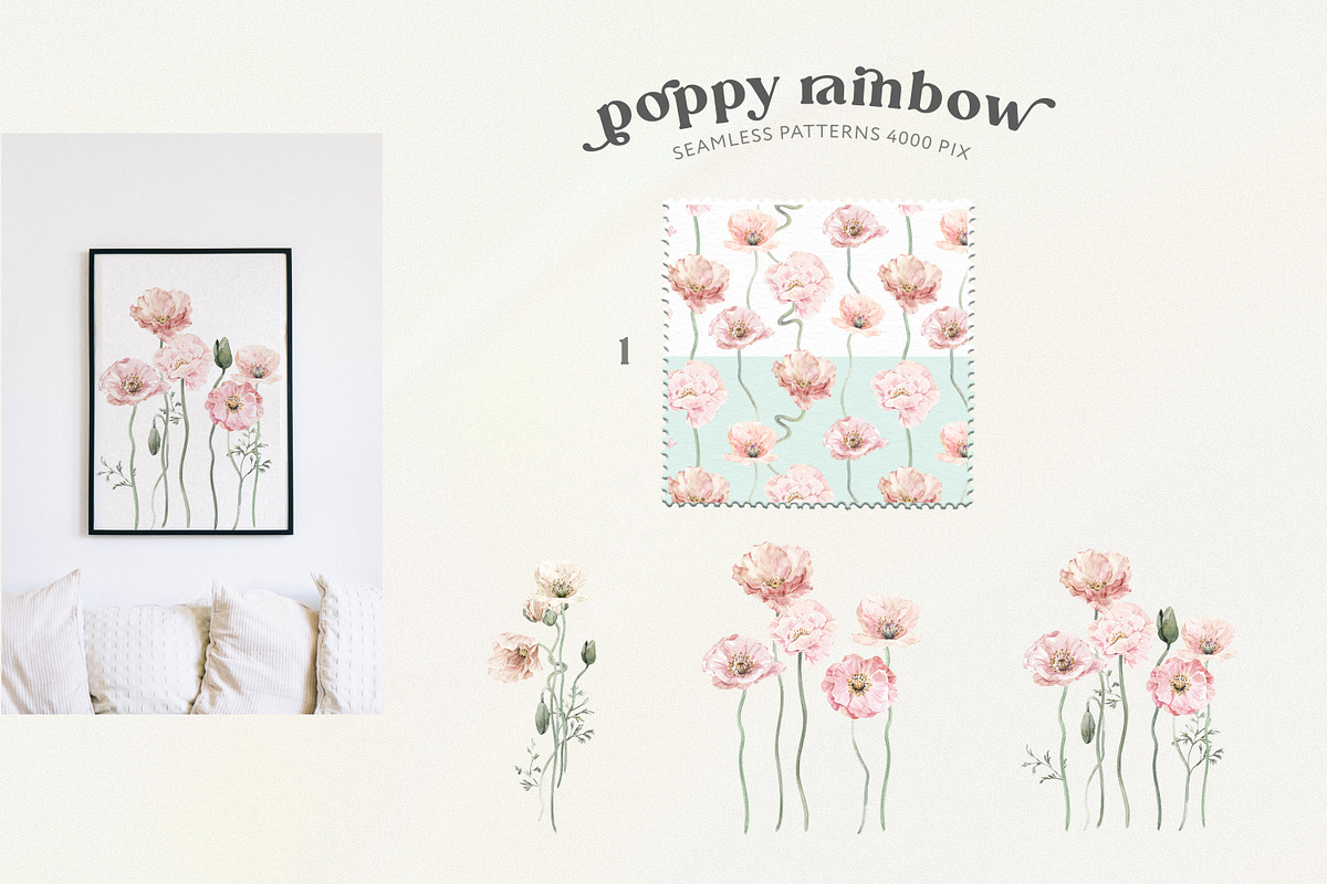 Poppy Rainbow Floral Watercolor Set, an Illustration by Cat In Colour (Photo 9 of 10)