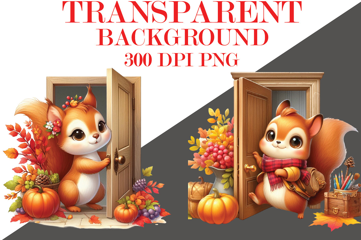 Cute Autumn Squirrel with House, a Seasonal Illustration by Craft Nest (Photo 4 of 4)